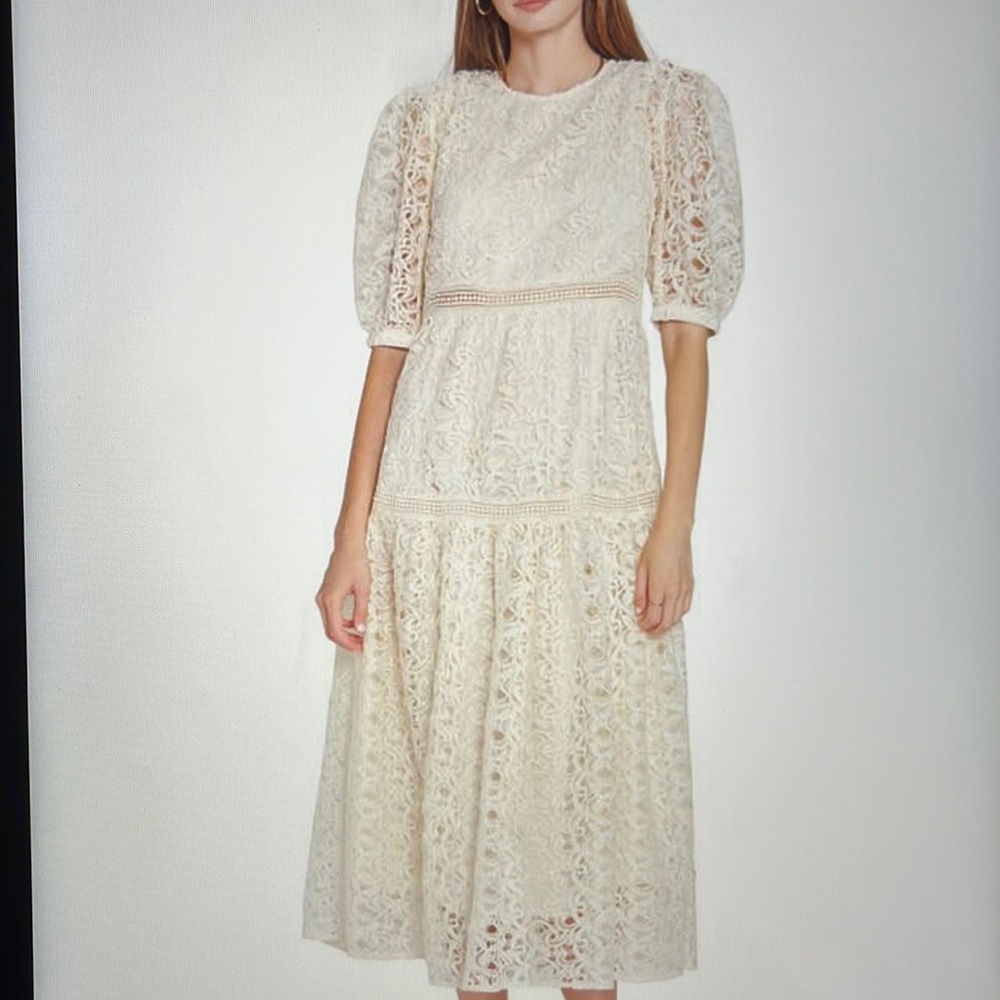 En Saison Guipure Lace Midi Dress